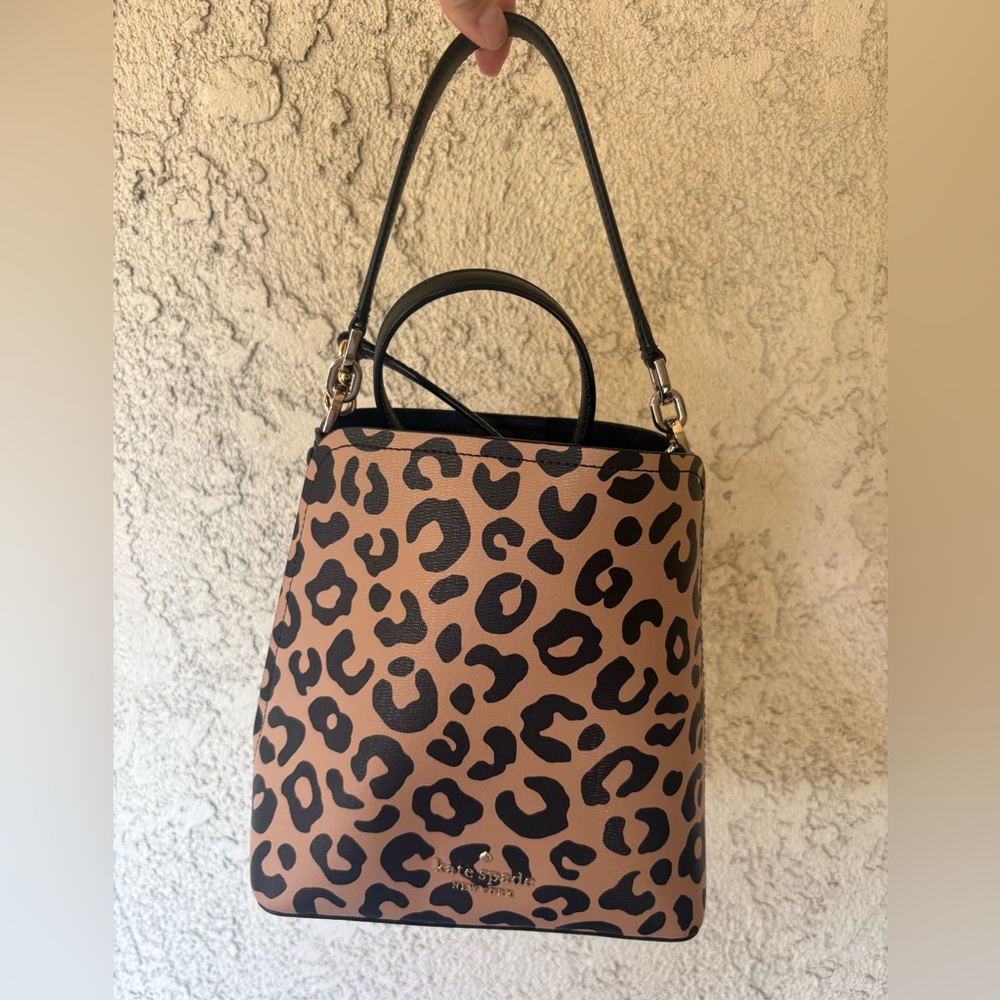 Kate Spade Leopard Print Crossbody Bucket Bag